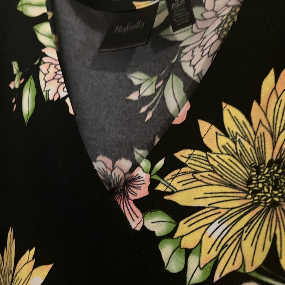 Rafaella Black Dress with Yellow and Pink Floral Design